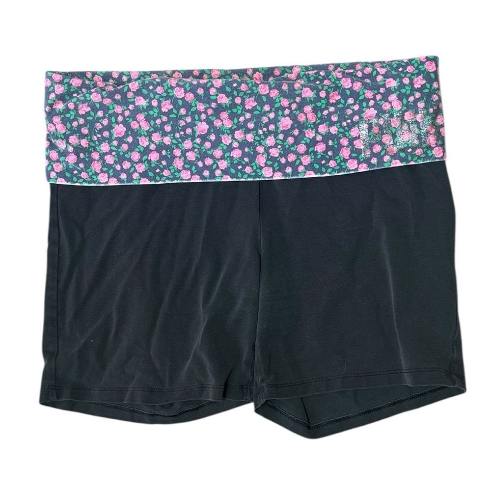 Victoria’s Secret pink foldover yoga shorts floral 2012 vintage